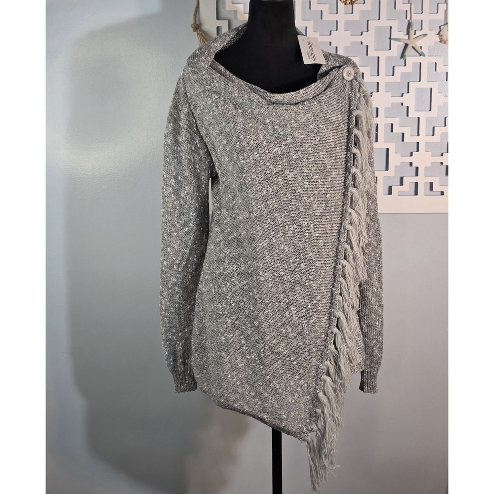 CEASIKERY Womens Tassel Hem Sweater Long Cardigan Knitwer Pullover Poncho Coat M